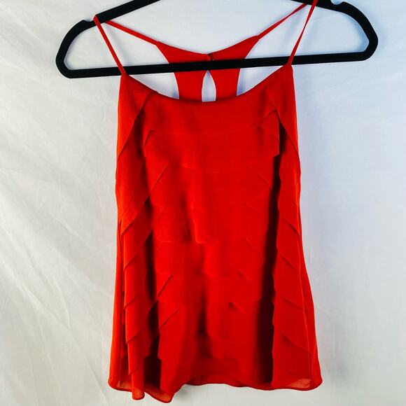Naked Zebra Red Ruffle Spaghetti Strap Racer Back Tank Small NWT Y2K Going Out - Picture 1 of 8